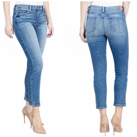 Level 99 Anthropologie High Rise Skinny Crop Jeans Blue Stretch Denim 12/31 - Picture 1 of 16